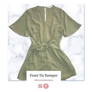 Front tie Olive Romper